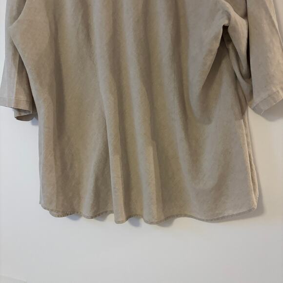 Venezia Linen Cotton short sleeve tan top 22/24 - Picture 8 of 10